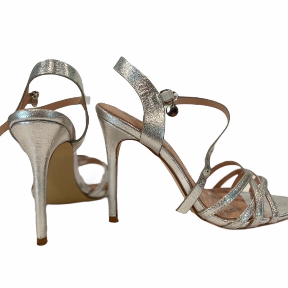 By Moda Silver Strappy Heels